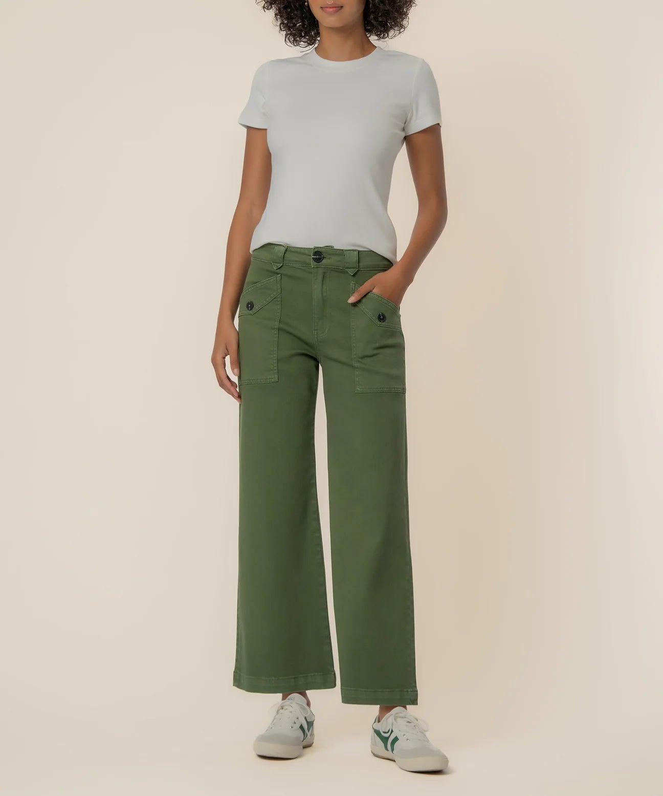 Meg High Rise Wide Leg Pants in Dill