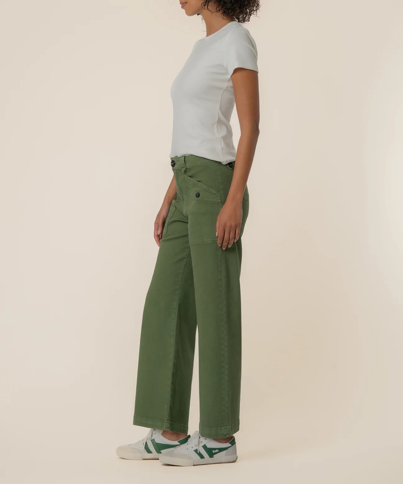 Meg High Rise Wide Leg Pants in Dill