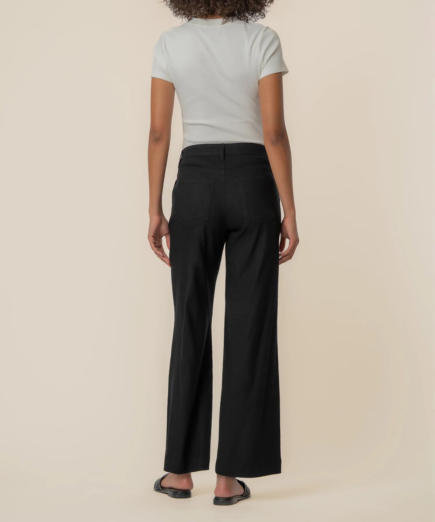 Meg Wide Leg Linen Pants in Black