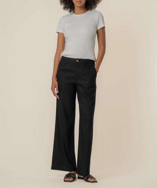 Meg Wide Leg Linen Pants in Black