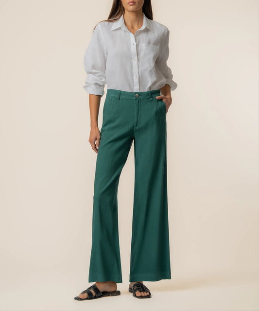 Meg Wide Leg Linen Pants in Jungle