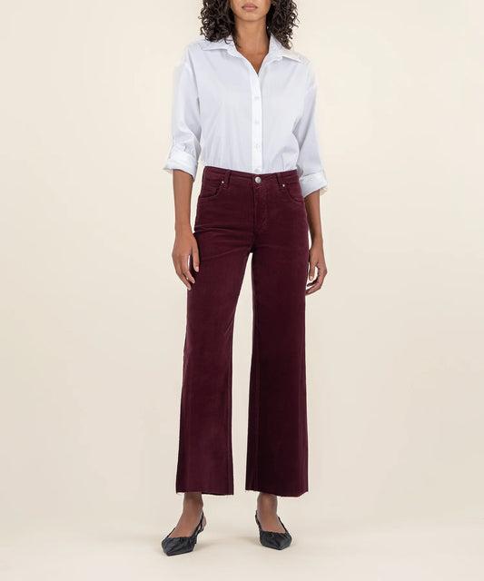 Meg High Rise Fab Ab Wide Leg Raw Hem (Dark Plum)