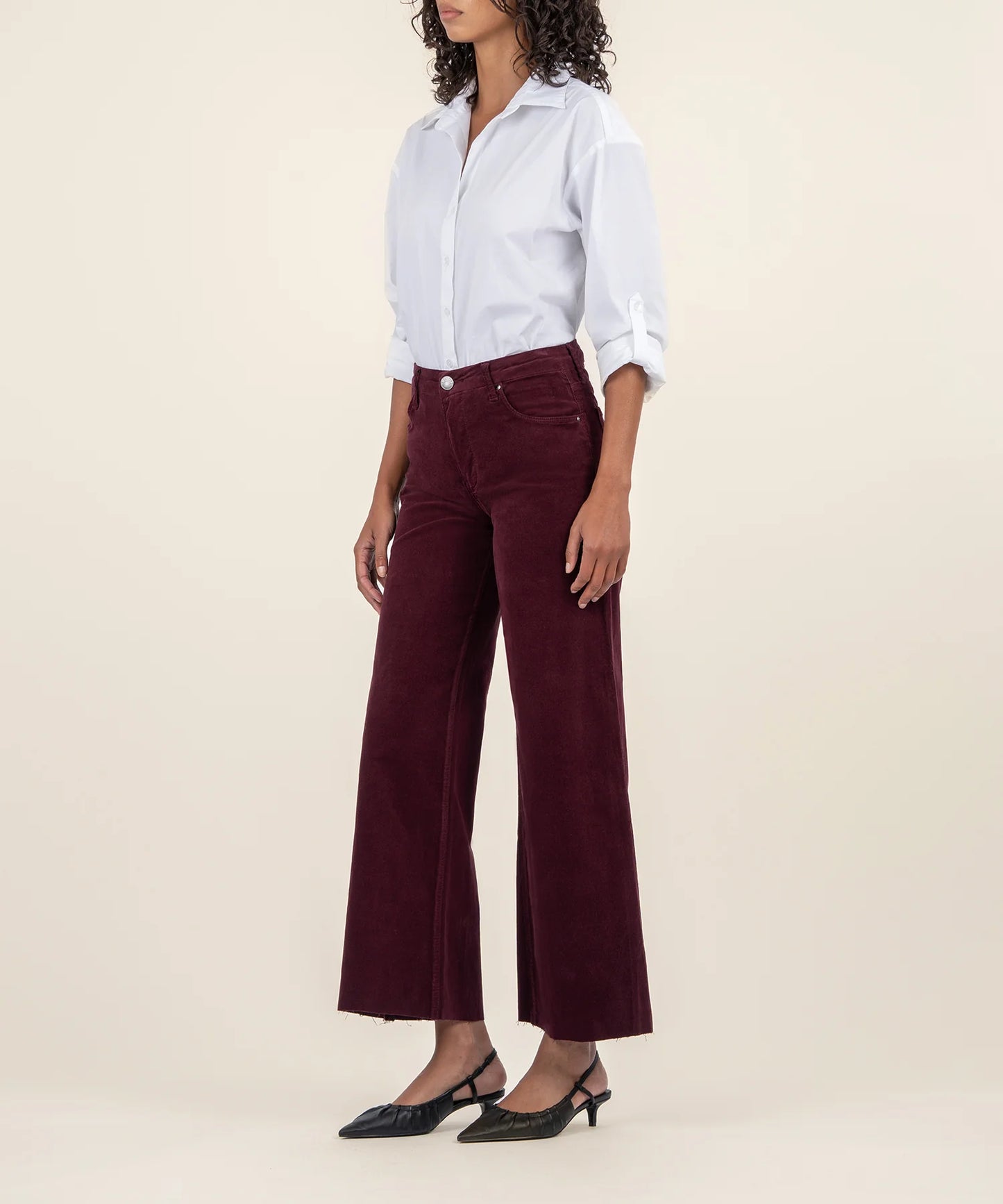 Meg High Rise Fab Ab Wide Leg Raw Hem (Dark Plum)