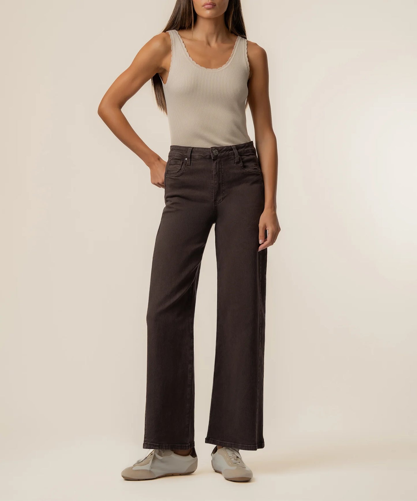 Meg Wide Leg Jeans in Chocolate