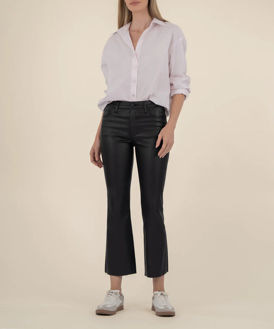 Kelsey Coated Ankle Flare with Raw Hem (Black)