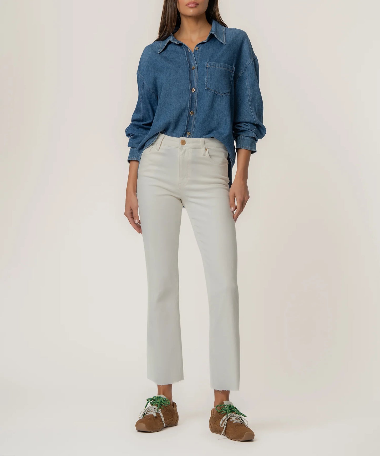 Kelsey Ankle Flare Jeans in Ecru