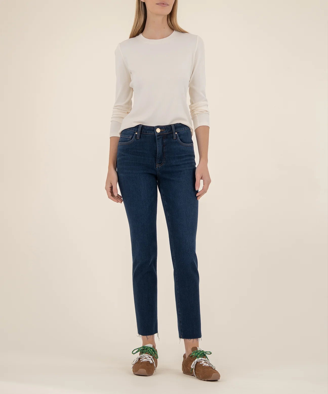 Reese Straight Leg Jeans with Raw Hem in Courageously