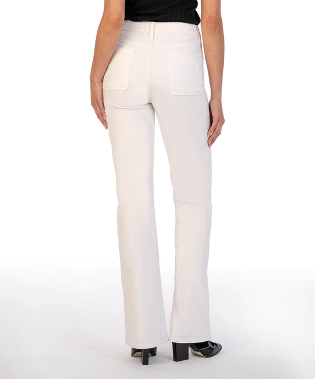 Ana High Rise Flare Fake Front Patch Pockets (Pearl)