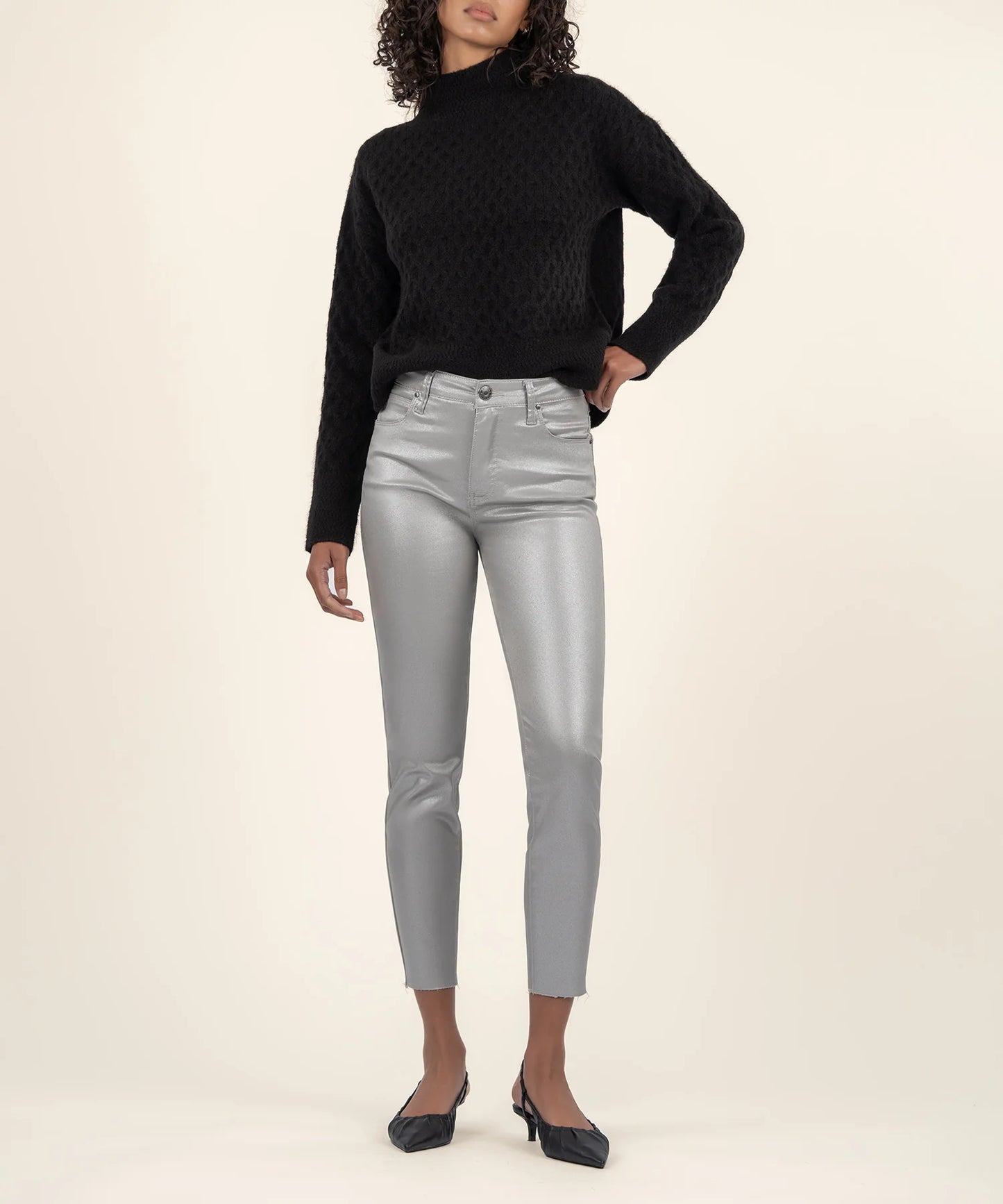 Adah Pull On High Neck Sweater in Black