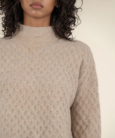 Adah Pull On High Neck Sweater in Oatmeal