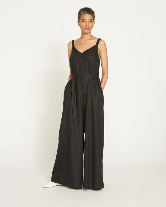 Promenade Linen Jumpsuit in Black