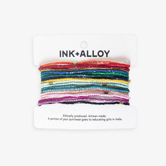Chelsea 18 Strand Luxe Beaded Stretch Bracelet Set Multicolor
