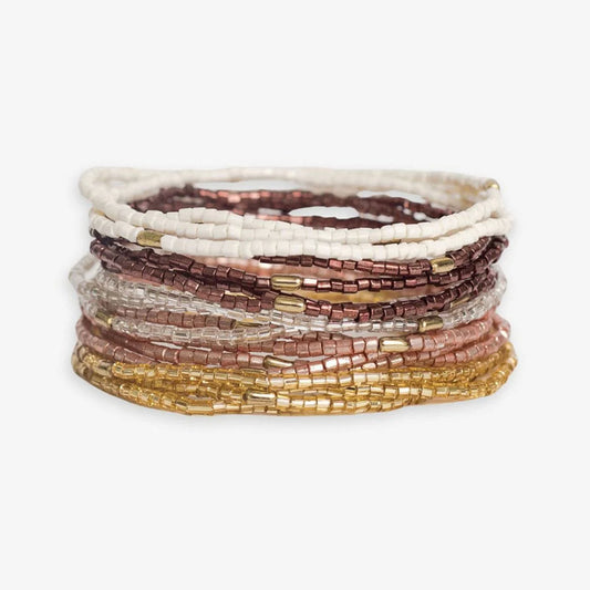 Chelsea Beaded Bracelet Set in Mixed Metallic