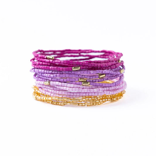 Chelsea Beaded Bracelet Set in Purple