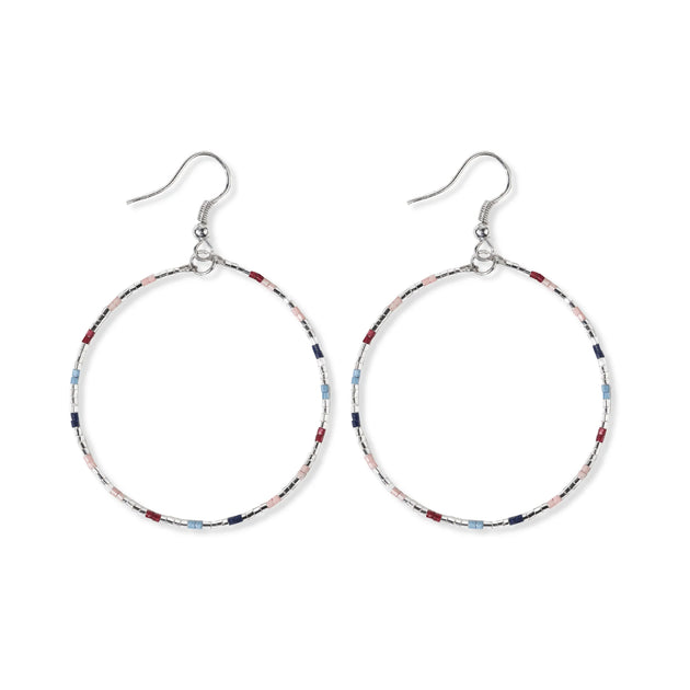 Kelly Checkered Beaded Hoop Earrings