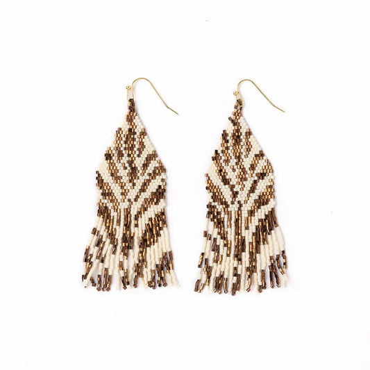Delilah Zebra Print Beaded Fringe Earrings