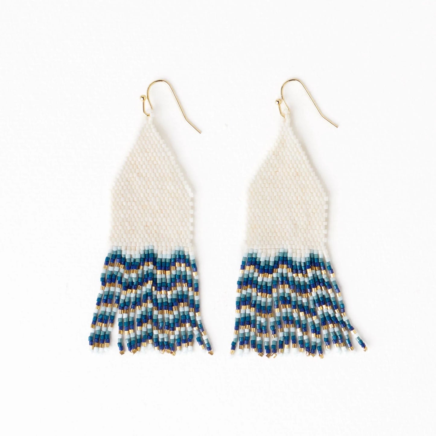 Delilah Wave Beaded Fringe Earrings in Blue