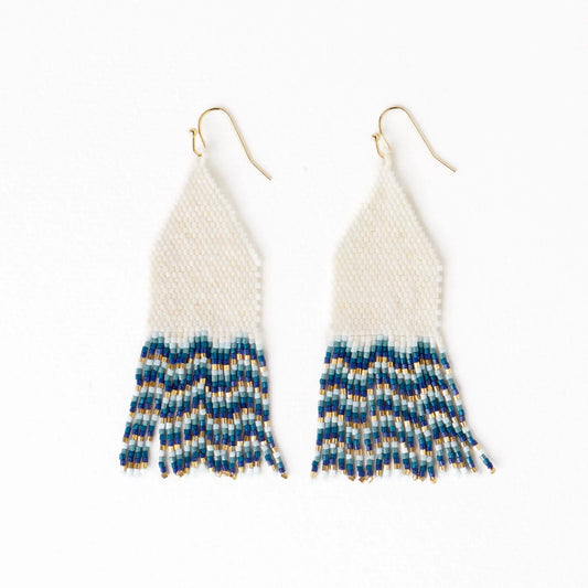 Delilah Wave Beaded Fringe Earrings in Blue