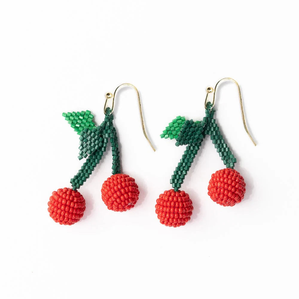 Lottie Cluster Dangle Luxe Earrings in Cherry