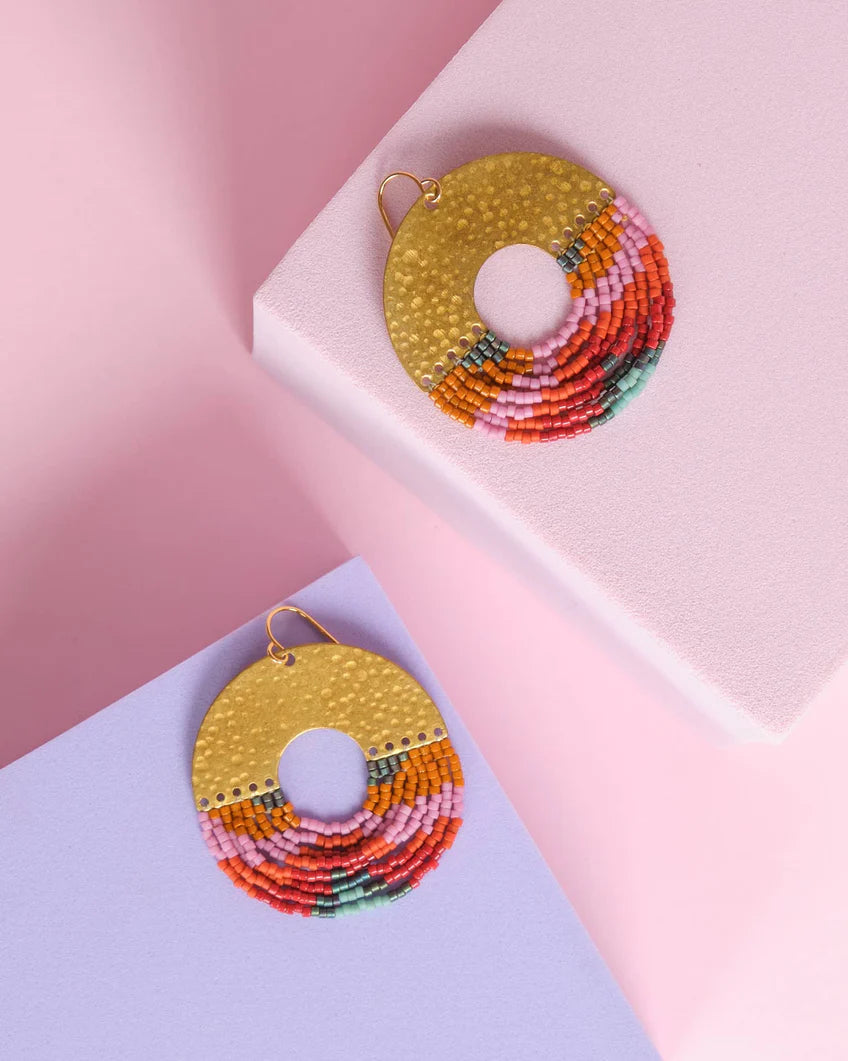 Organic Circle Earrings in Lilac