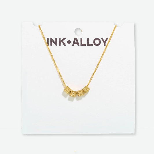 Goldie Chain Necklace with Brass Letters Mama