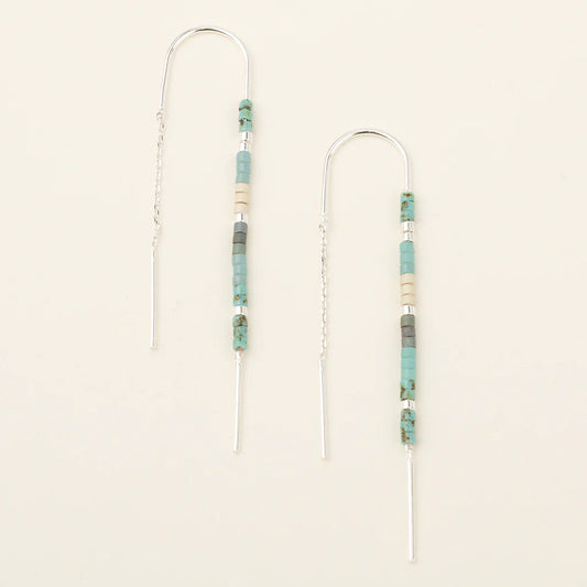 Chromacolor Miyuki Thread Earring - Turquoise Multi/Silver