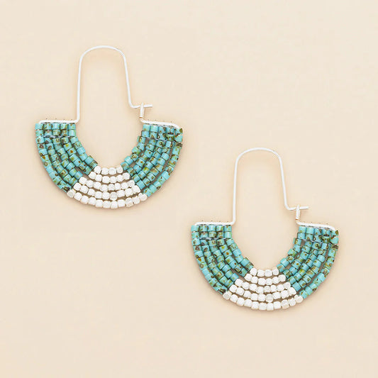 Chromacolor Miyuki U-Hoop Earring in Speckled Turquoise/Silver