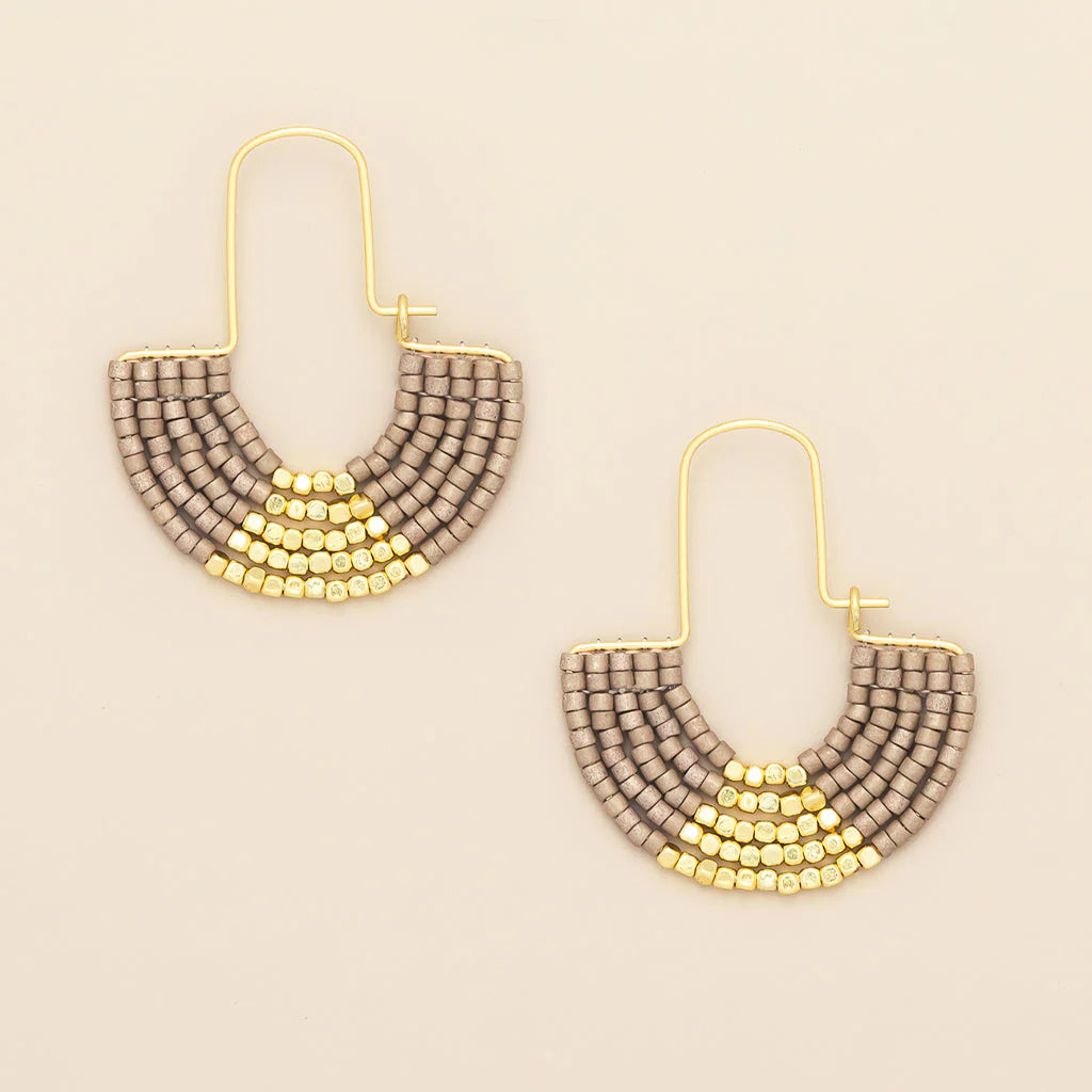 Chromacolor Miyuki U-Hoop Earring in Pewter/Gold