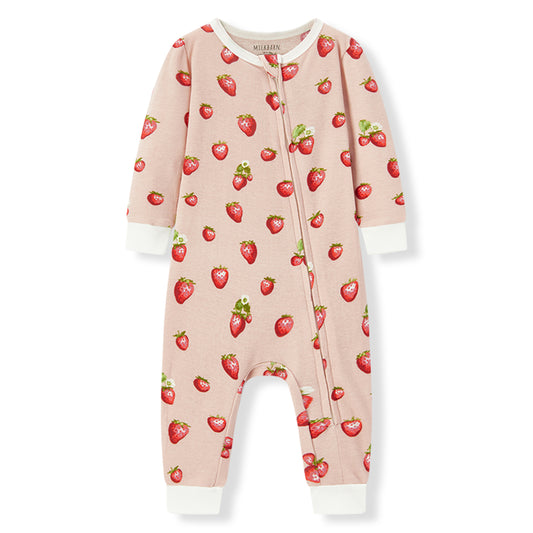 Zipper Pajamas in Strawberry