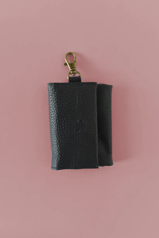 GR Mini Wallet Charm in Pebbled Black