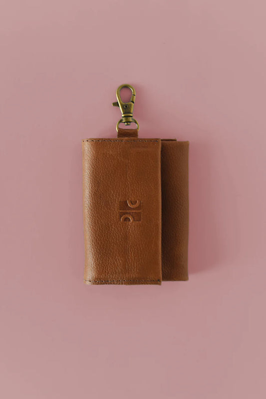GR Mini Wallet Charm in Pebbled Cognac