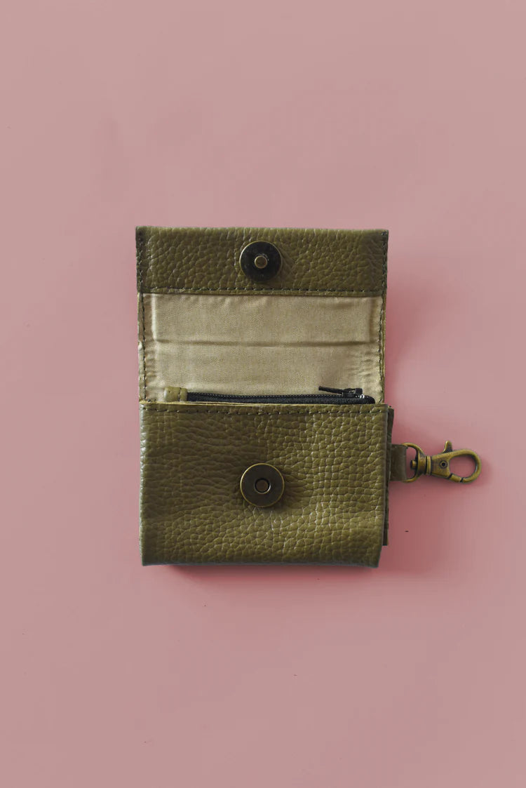 GR Mini Wallet Charm in Pebbled Olive