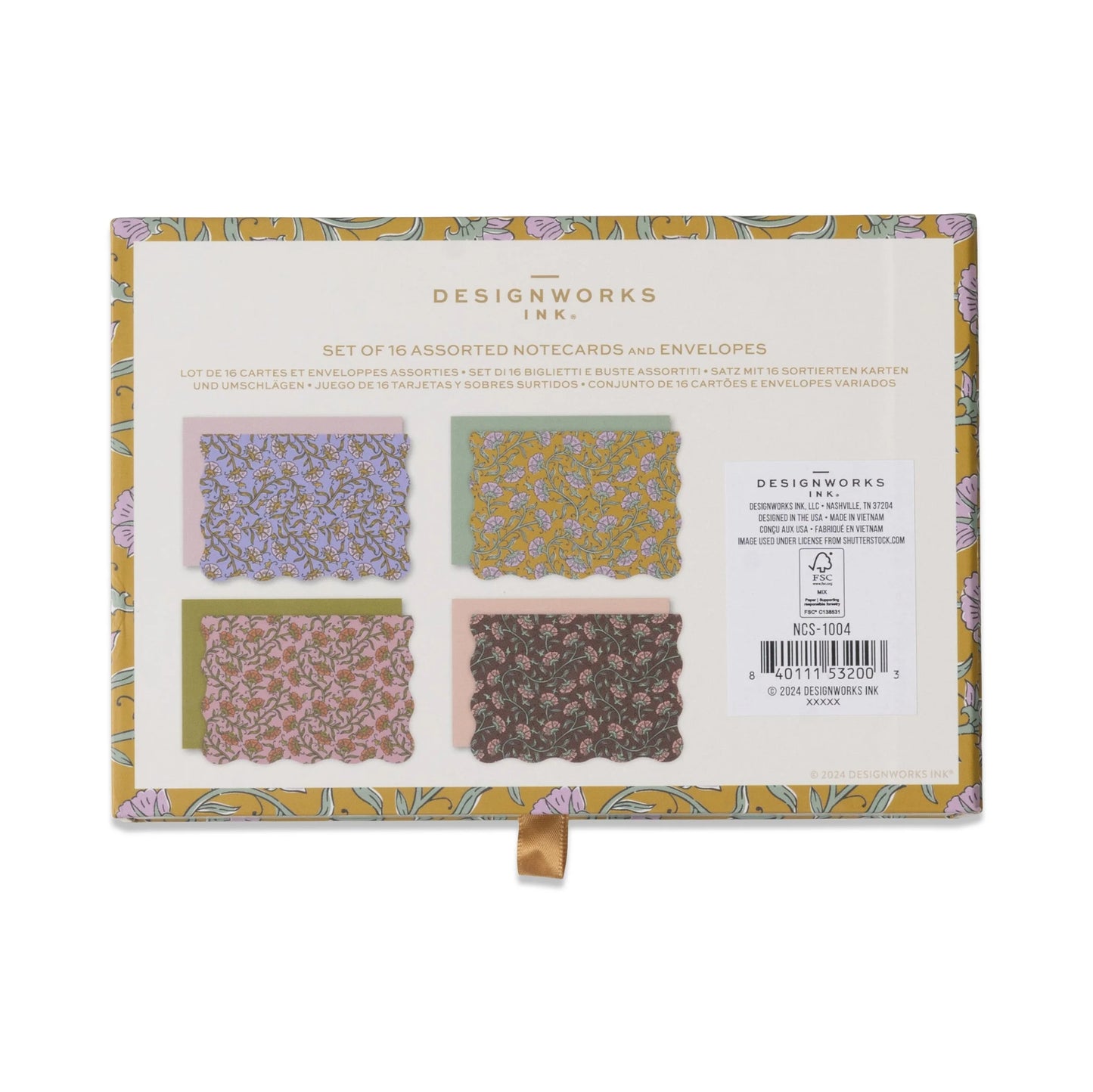 Boxed Vintage Floral Notecard Set - 16 cards