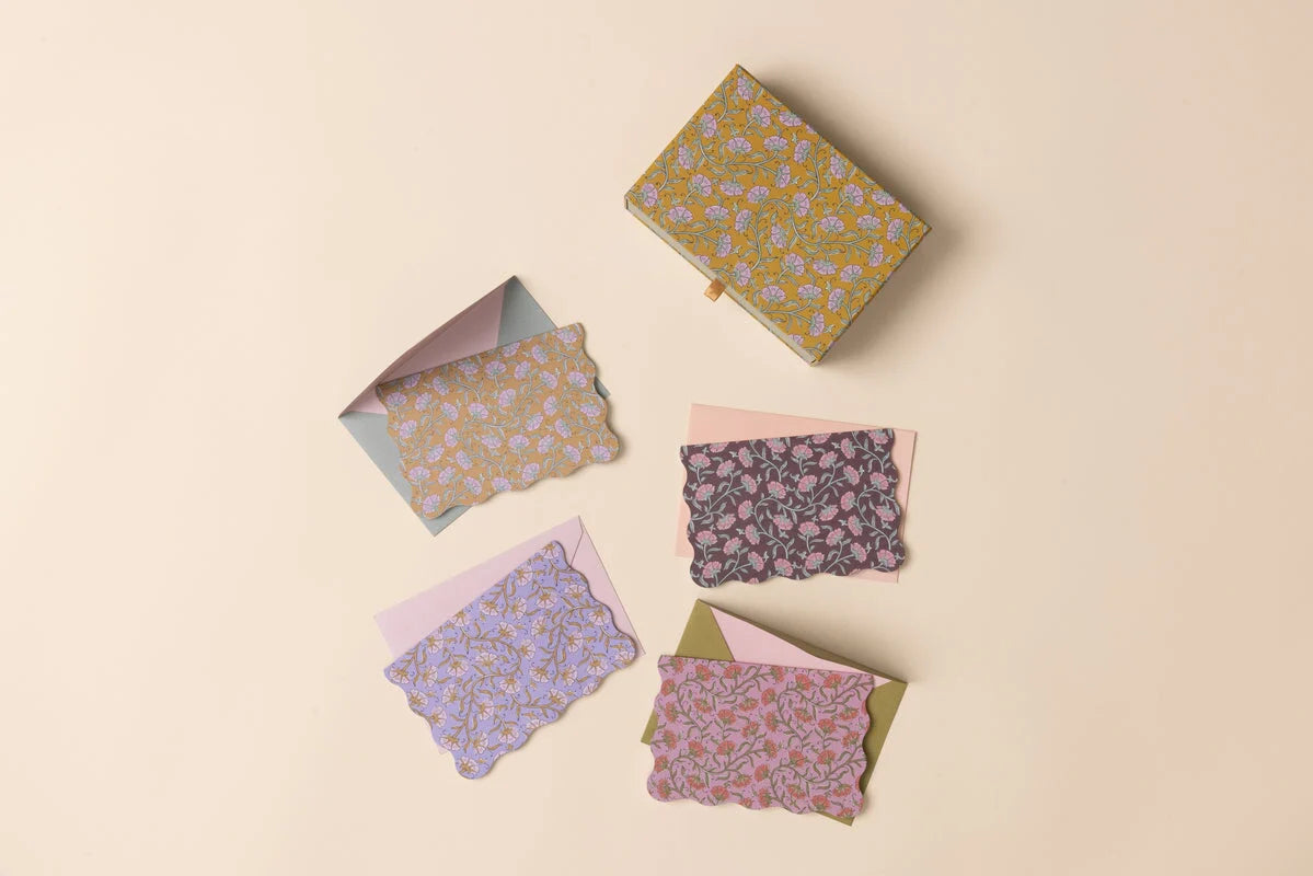 Boxed Vintage Floral Notecard Set - 16 cards