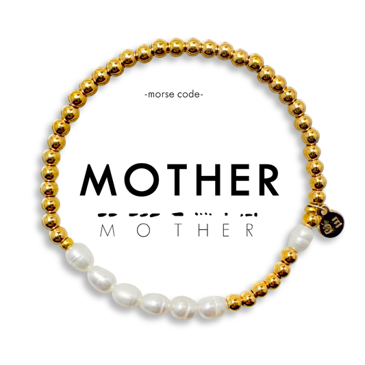 Morse Code Pearl & Gold Bracelet | MOTHER