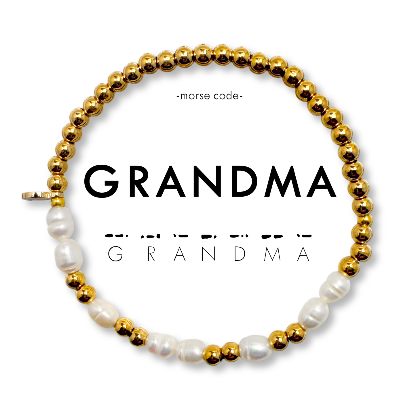 Morse Code Pearl & Gold Bracelet | GRANDMA