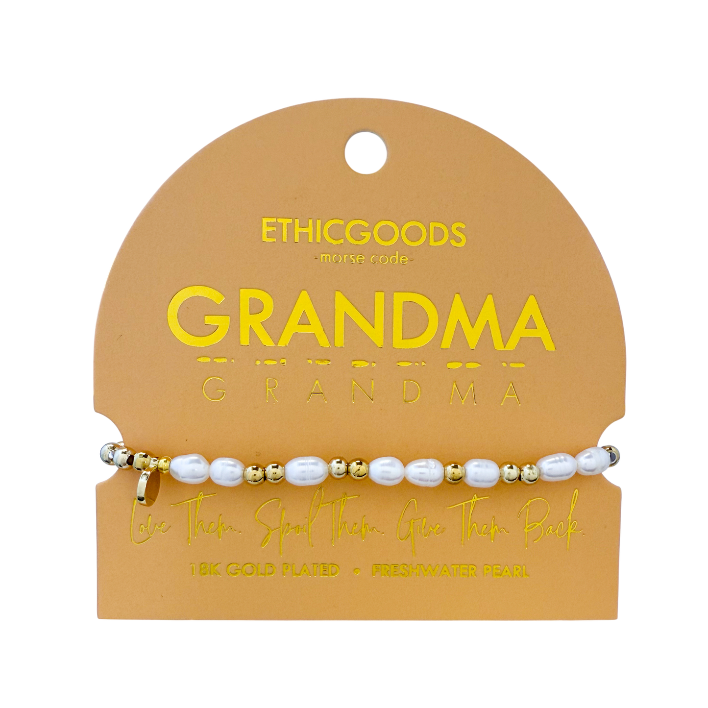 Morse Code Pearl & Gold Bracelet | GRANDMA