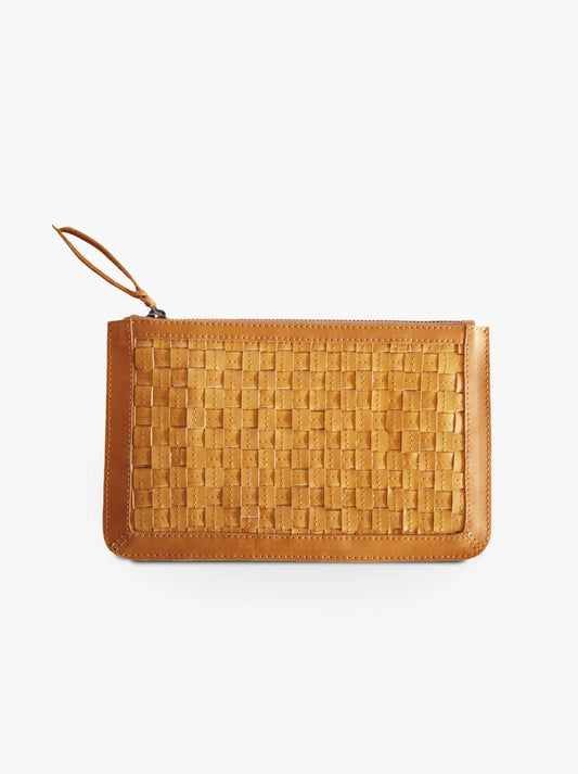 Nesmia Basketweave Clutch in Cognac