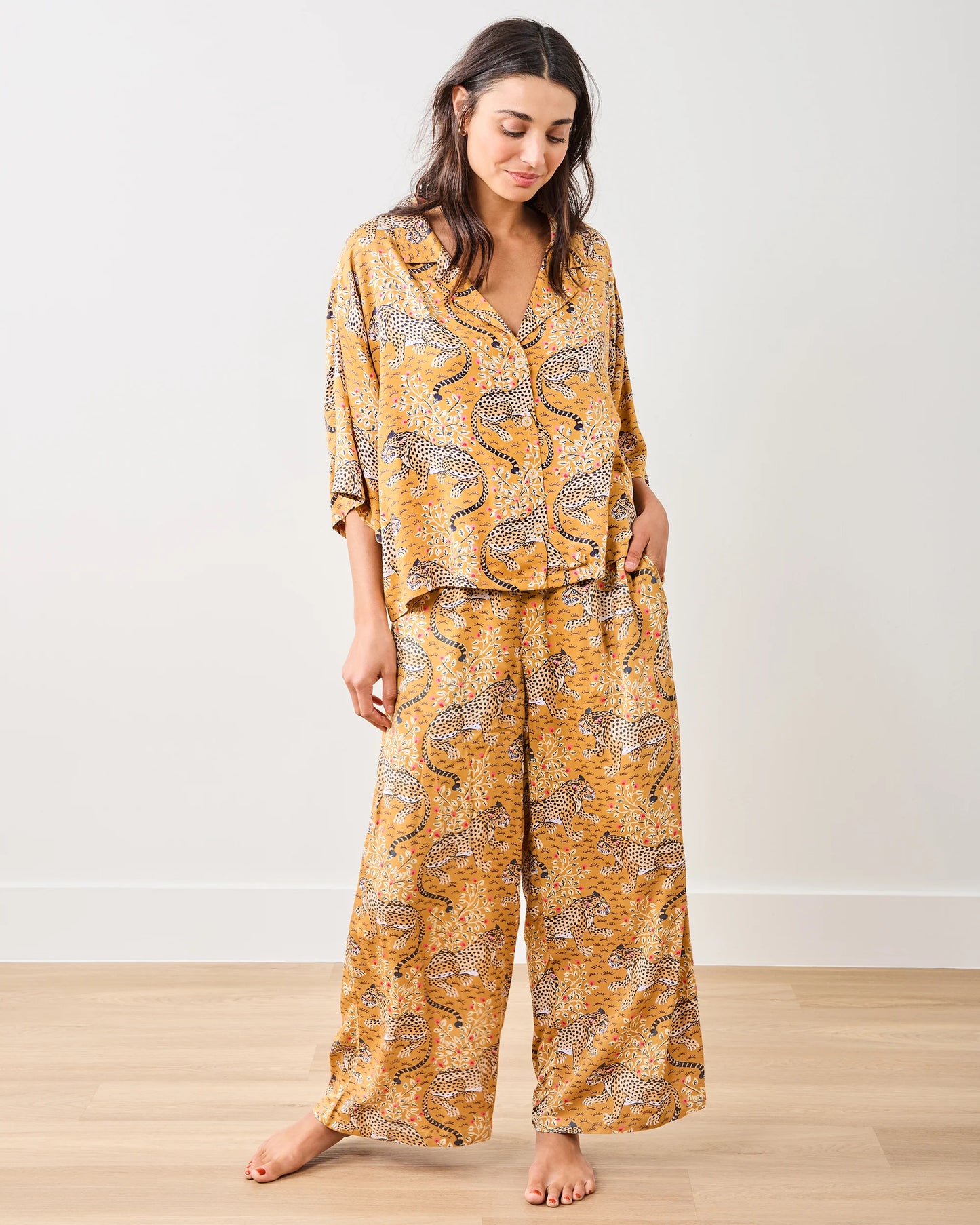 Wildest Dreams Eco Satin Pajamas in Tobacco Bagheera