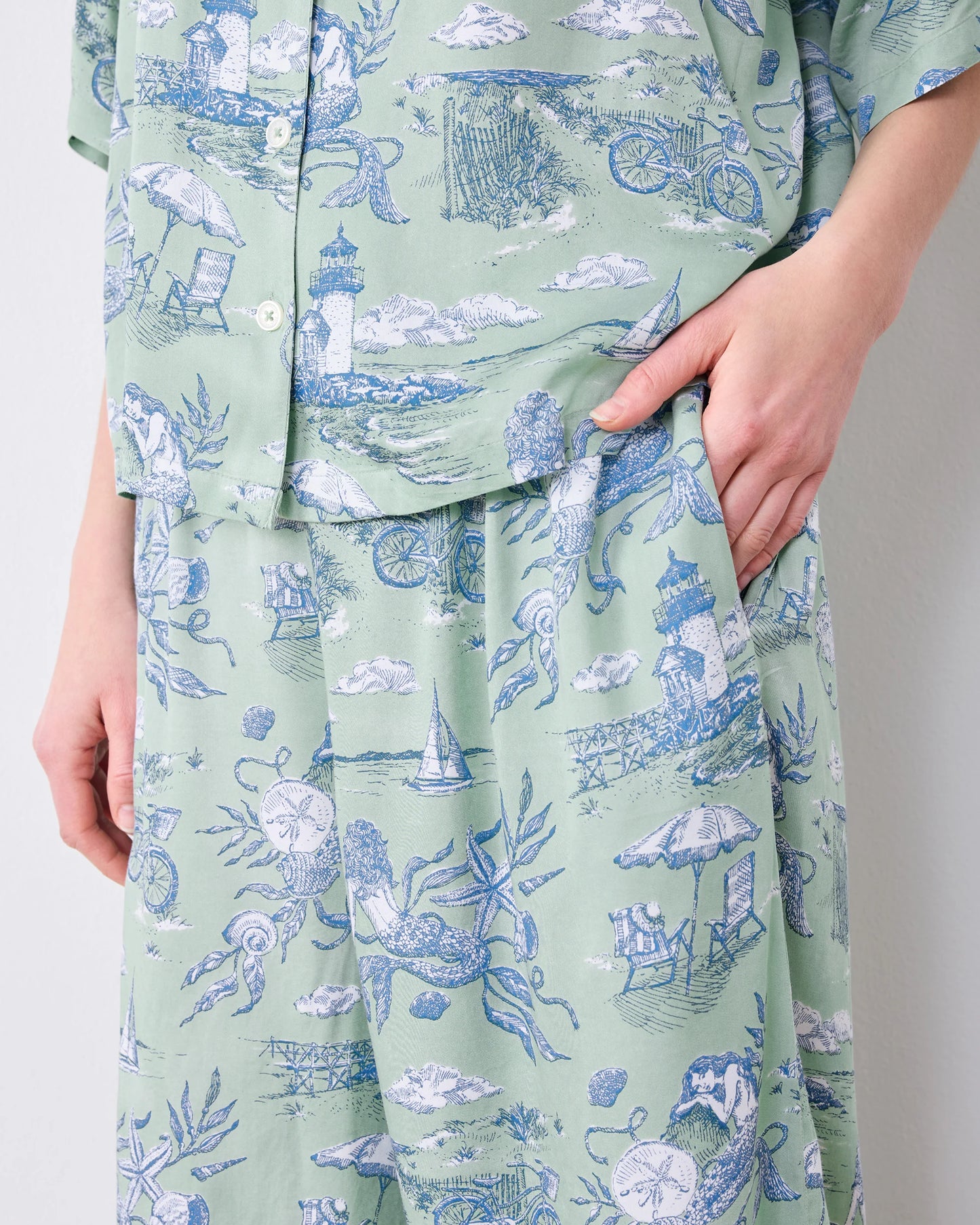 Wildest Dreams Eco Satin Pajamas in Mermaid Toile