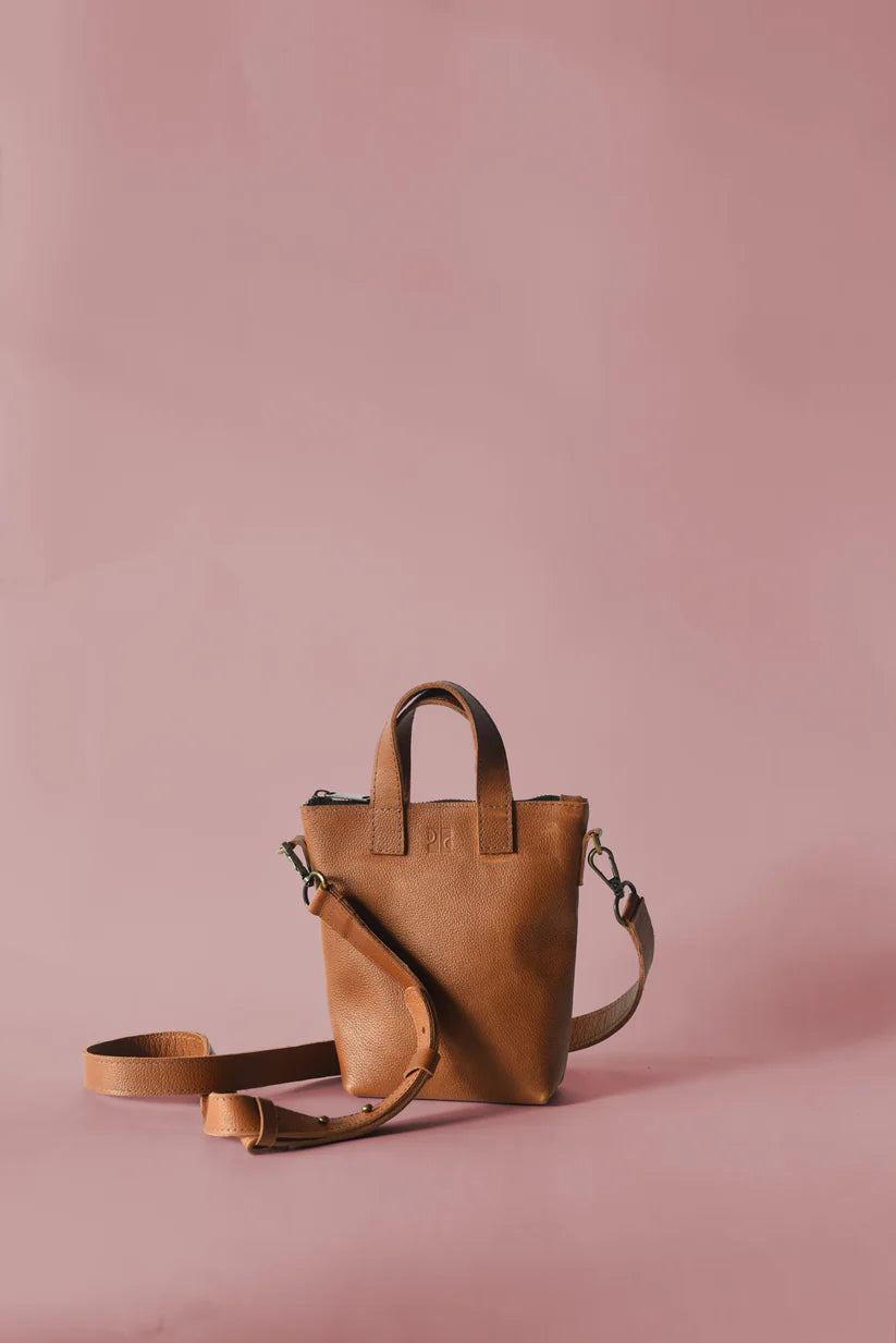 GR Phone Crossbody in Pebbled Cognac