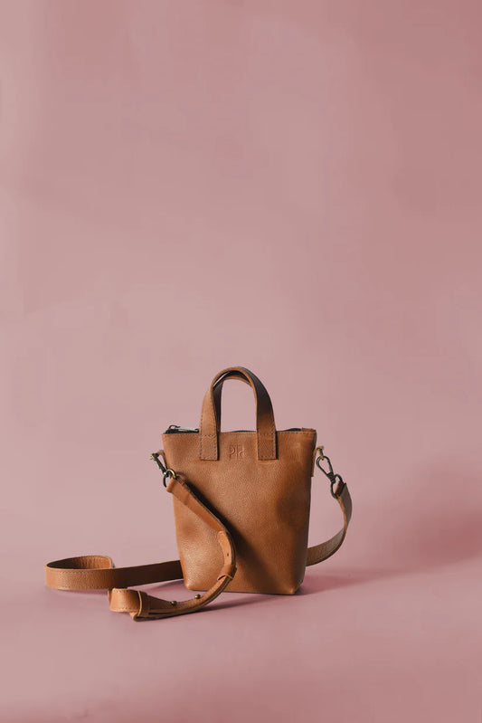 GR Phone Crossbody in Pebbled Cognac