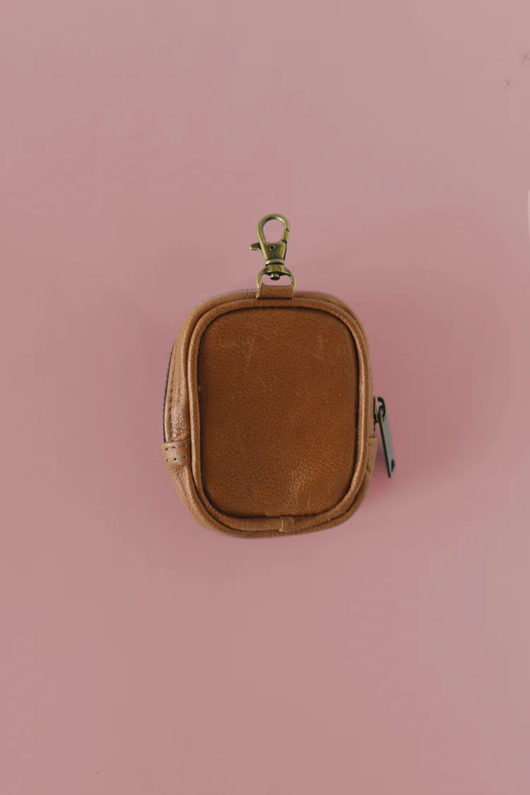 GR Pouch Charm in Pebbled Cognac