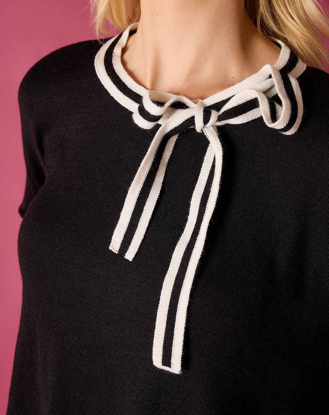 Cardiff Bow Tie Sweater in Black