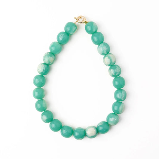 Iris Large Resin Bead Necklace in Aqua