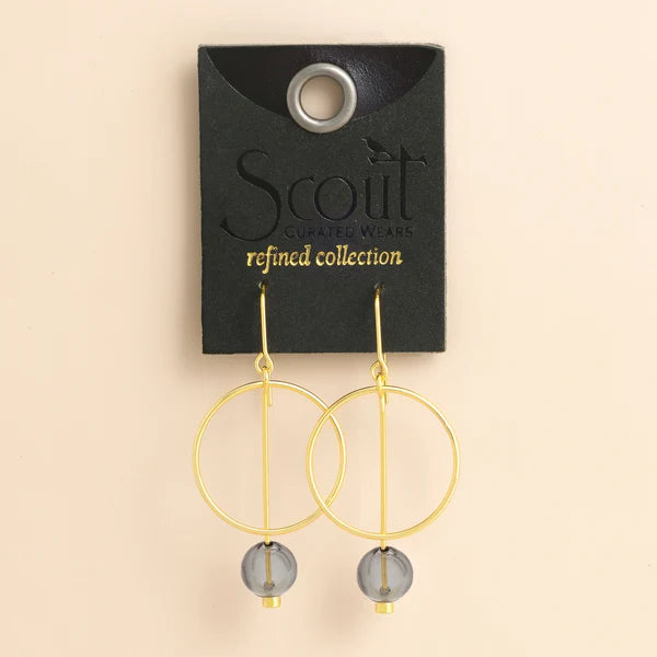 Refined Glass Drop Earrings in Smoke/Gold