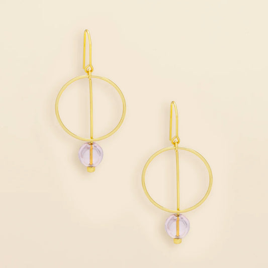 Refined Glass Drop Earrings in Pink/Gold