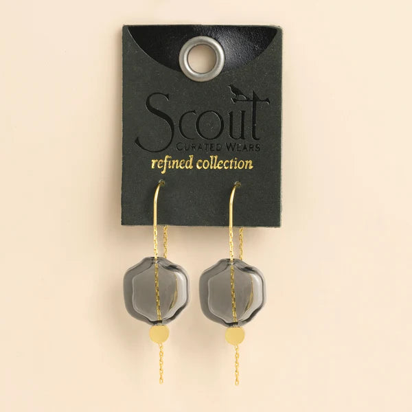 Refined Glass Organic Threader Earrings in Smoke/Gold