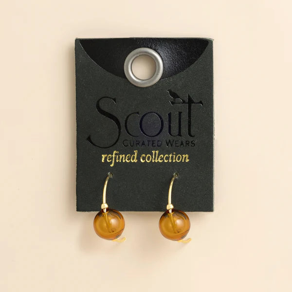 Refined Glass Hoop Earrings in Topaz/Gold