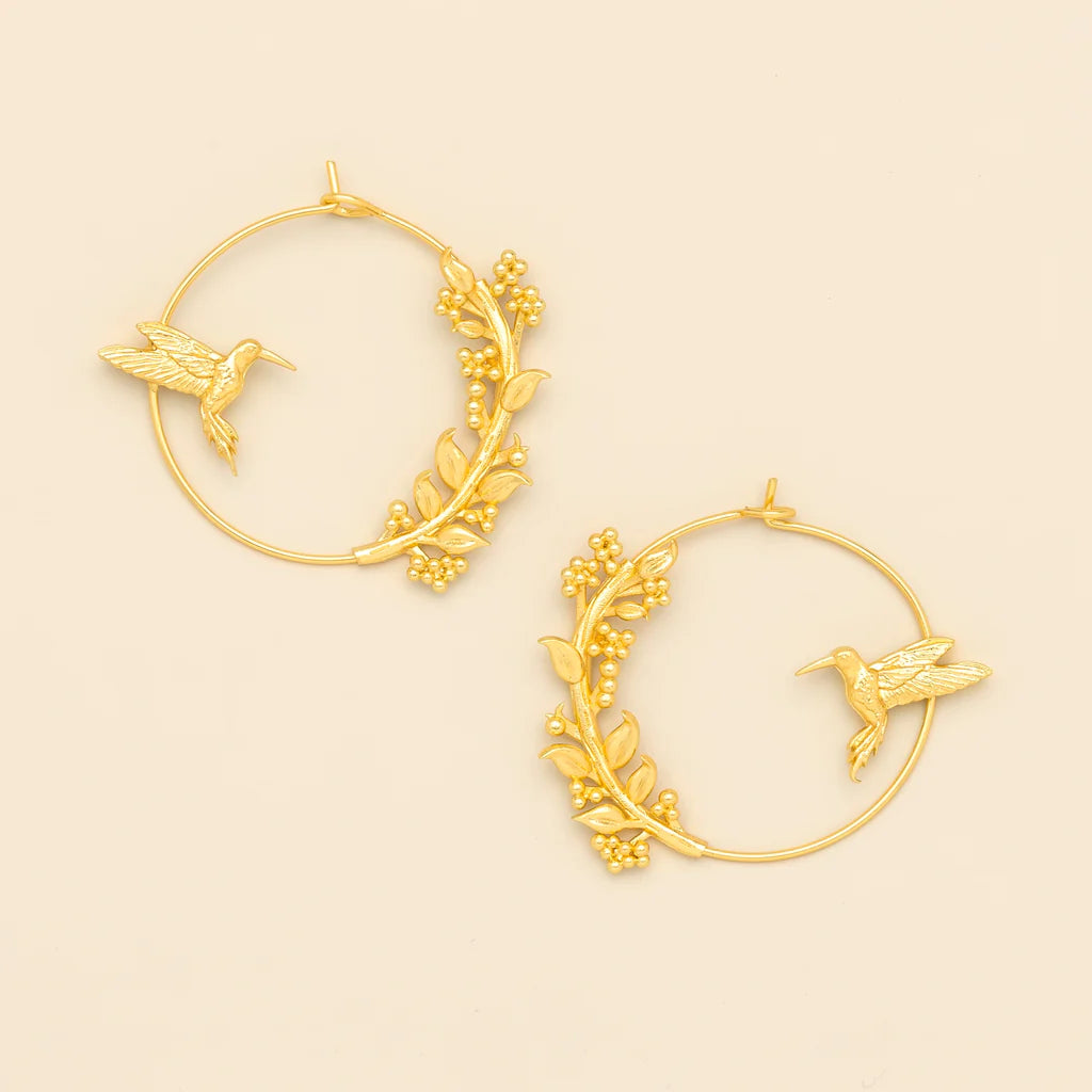 Refined Icon Hummingbird Hoop Earrings in Gold